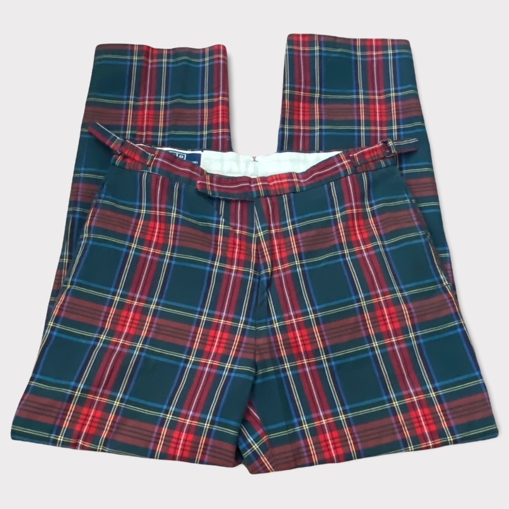Vintage Polo Ralph Lauren  tartan plaid flat front  made in USA  pant